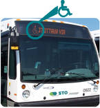 La girouette est située au devant de l'autobus et indique le symbole de l'accessibilité lorsque le service accessible est offert.