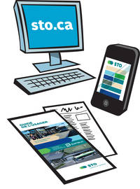 Illustration de différents outils d'information, comme Internet, le téléphone et le Guide de l'usager
